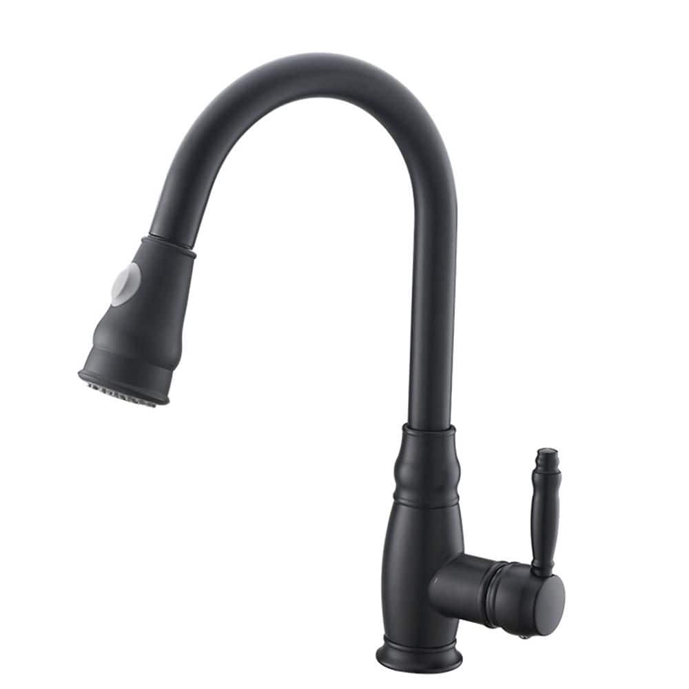  Black 15.7 In. Pull Down Sprayer Kitchen Faucet With 360 ° Spout Swivel