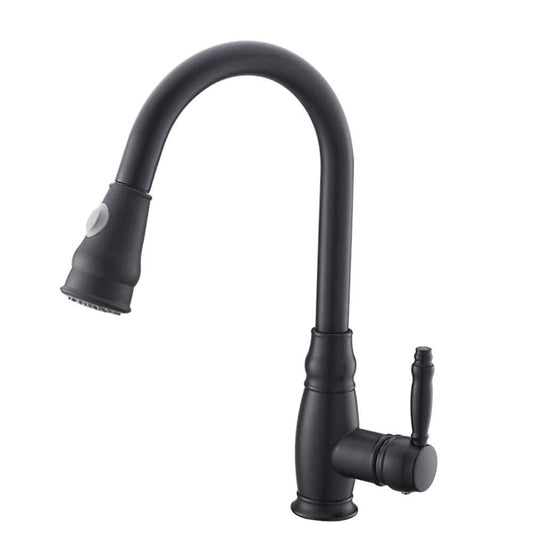  Black 15.7 In. Pull Down Sprayer Kitchen Faucet With 360 ° Spout Swivel