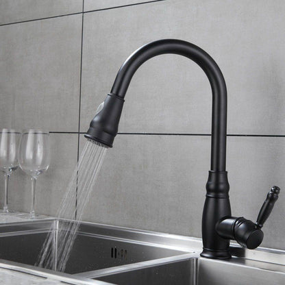  Black 15.7 In. Pull Down Sprayer Kitchen Faucet With 360 ° Spout Swivel