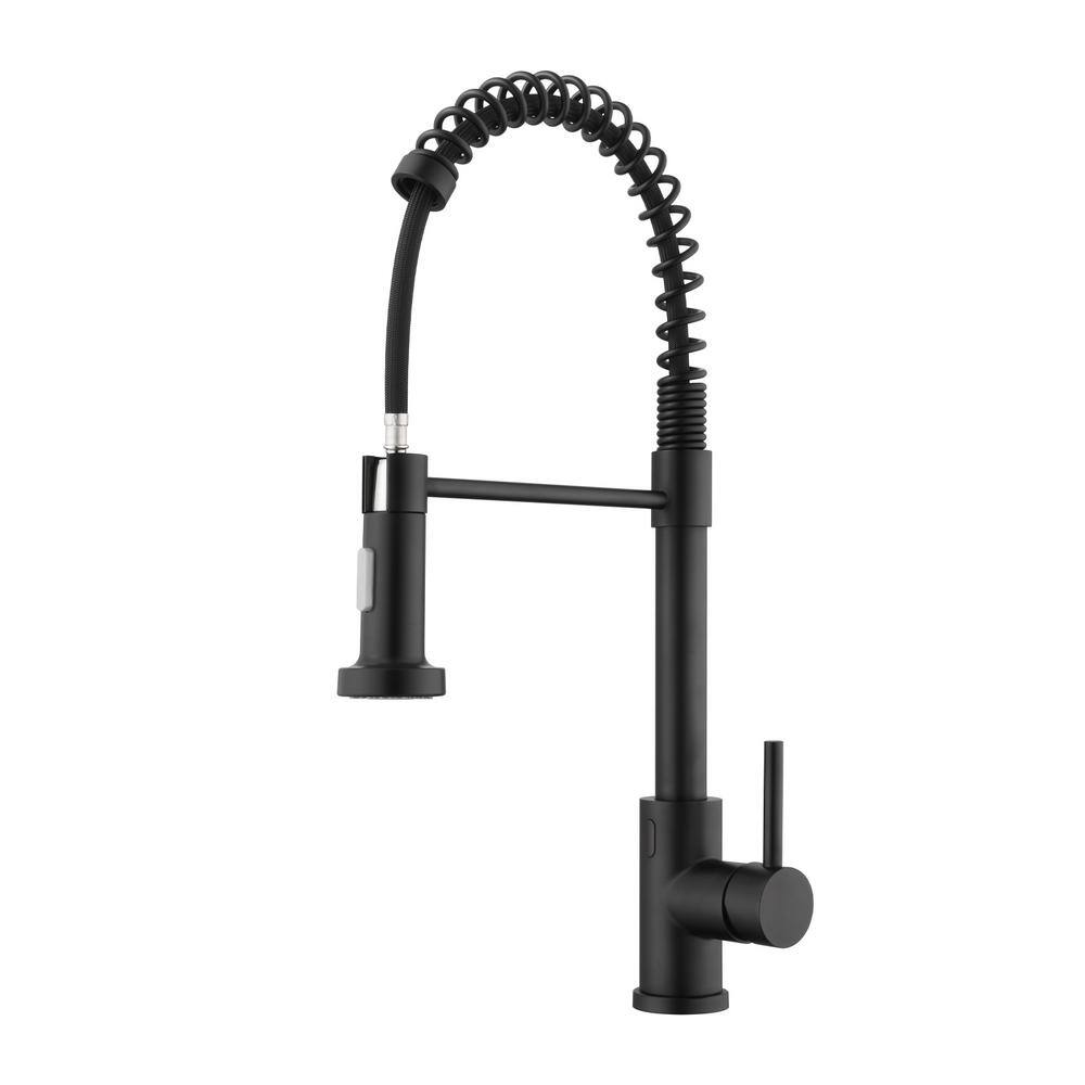  Single Handle Pull-Down Sprayer Kitchen Faucet With Touch Sensor In Matte Black