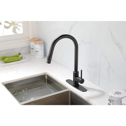  Kitchen Faucet Single Handle Pull Down Sprayer Kitchen Faucet In Matte Black