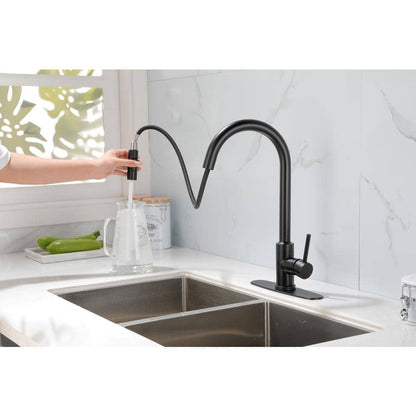  Kitchen Faucet Single Handle Pull Down Sprayer Kitchen Faucet In Matte Black