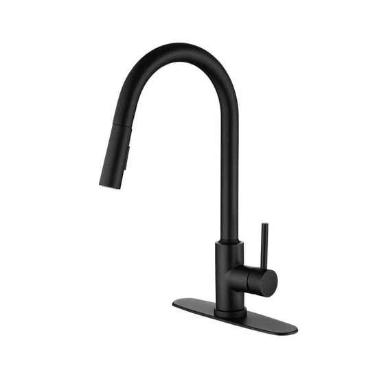  Kitchen Faucet Single Handle Pull Down Sprayer Kitchen Faucet In Matte Black