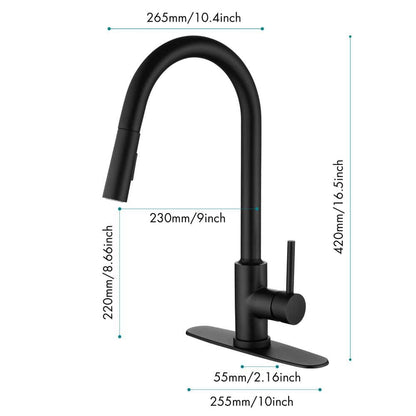  Kitchen Faucet Single Handle Pull Down Sprayer Kitchen Faucet In Matte Black