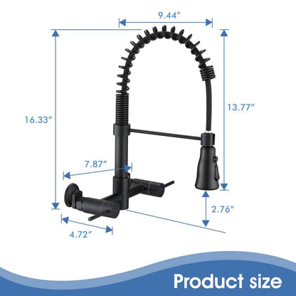  Double Handle Pull Down Sprayer Kitchen Faucet In Matte Black