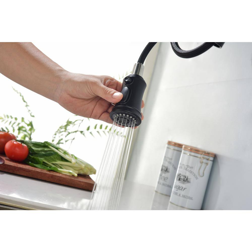  Single Handle High Arc Brushed Level Stainless Steel Pull Down Sprayer Kitchen Faucet In Nickel Single
