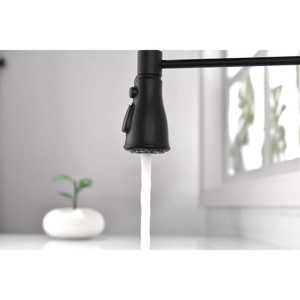  21 In. Touch Kitchen Faucet With Pull Down Sprayer In Black 360° Spout Swivel