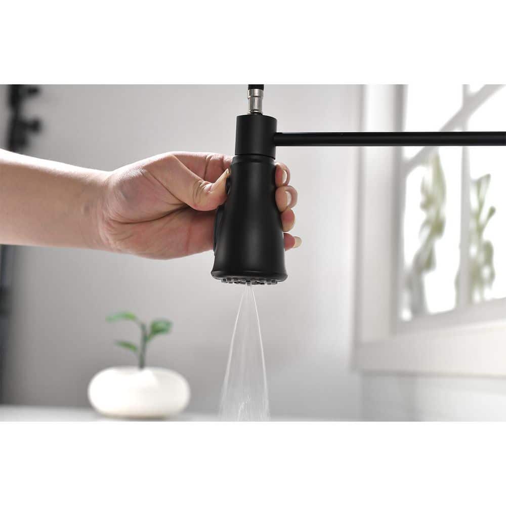  21 In. Touch Kitchen Faucet With Pull Down Sprayer In Black 360° Spout Swivel