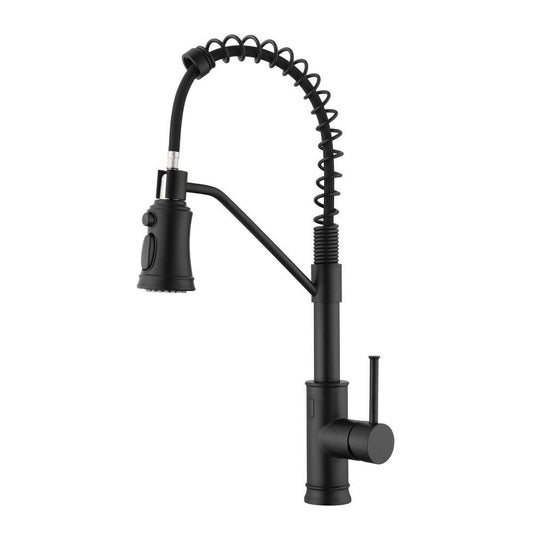  18.7 In. H Single Handle Pull Out Sprayer Kitchen Faucet With 360° Spout Swivel In Black