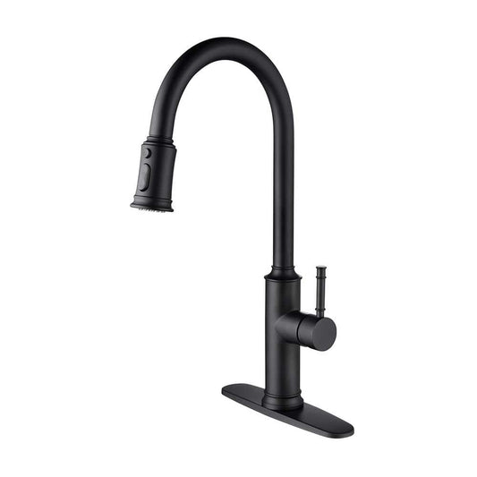  Kitchen Faucet With Pull Out Spraye In Matte Black