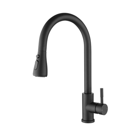  12 In. Kitchen Faucet With 360° Spout Swivel Pull Out Spraye In Matte Black