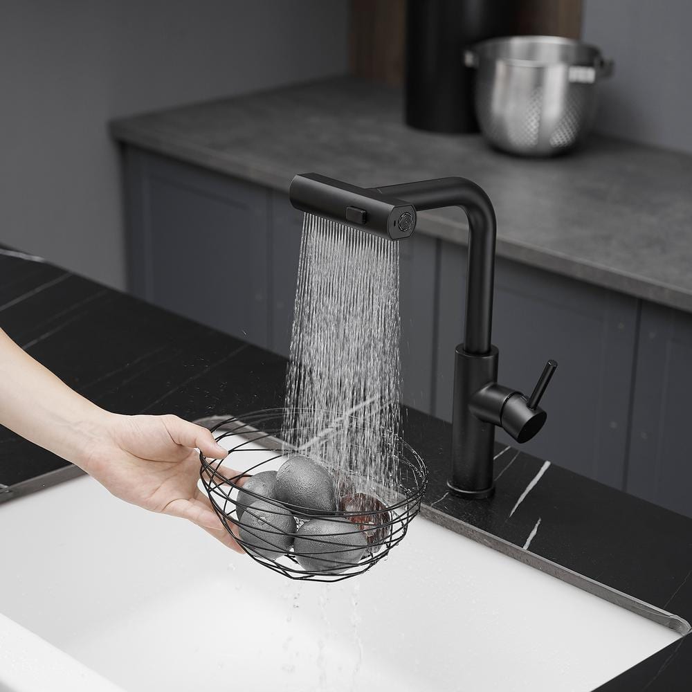  Single Handle Pull Out Kitchen Faucet In Matte Black