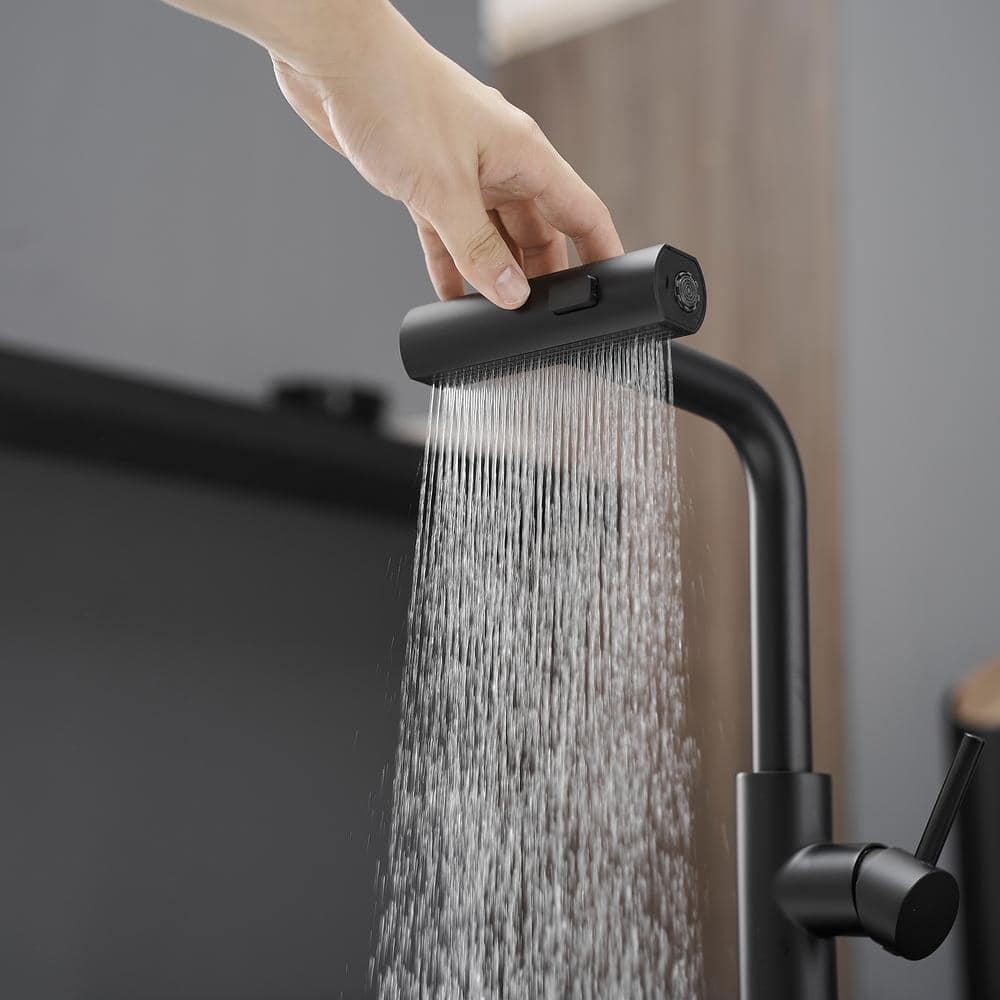  Single Handle Pull Out Kitchen Faucet In Matte Black