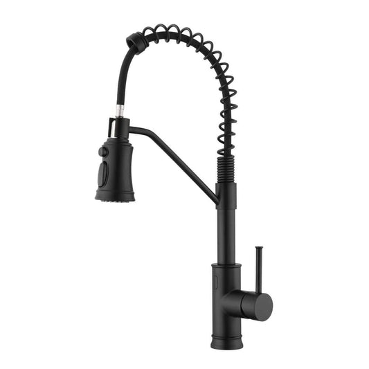  18.7 In Single Handle Pull Out Sprayer 360 Degree Spout Swivel Kitchen Faucet In Black