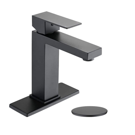  Bathroom Faucet Single Hole, Single Handle Faucet For Bathroom Sink With Deckplate And Drain Assembly In Matte Black