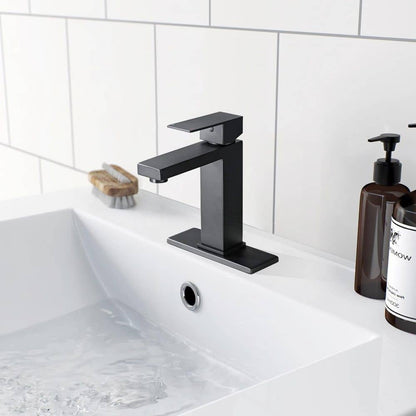  Bathroom Faucet Single Hole, Single Handle Faucet For Bathroom Sink With Deckplate And Drain Assembly In Matte Black