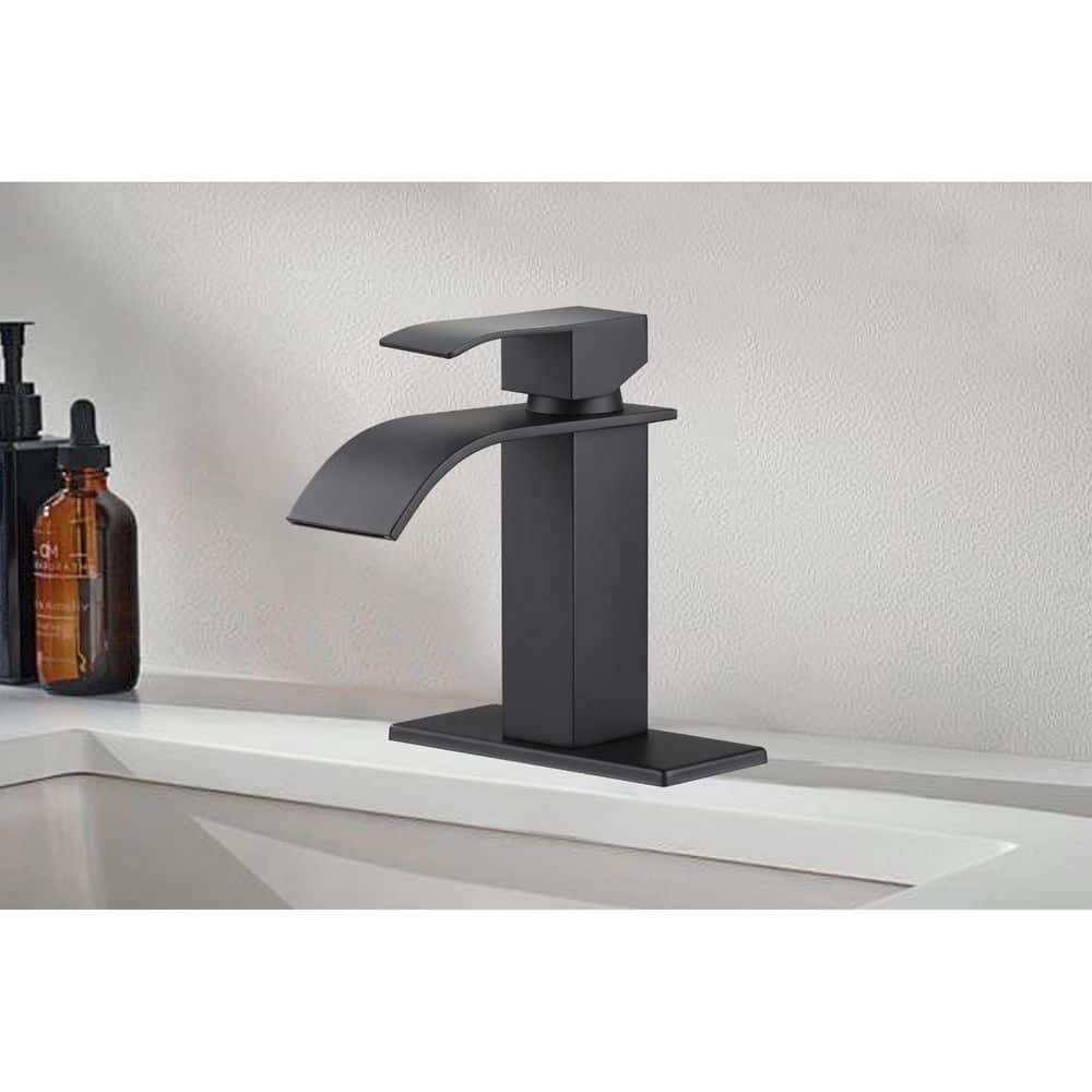  Waterfall Spout Single Handle Bathroom Sink Faucet