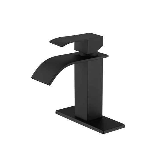  Waterfall Spout Single Handle Bathroom Sink Faucet