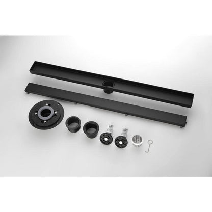  36 In. Linear Shower Drain With Removable Grate Stainless Shower Drain Included Hair Strainer In Matte Black