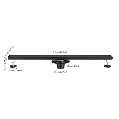  36 In. Linear Shower Drain With Removable Grate Stainless Shower Drain Included Hair Strainer In Matte Black