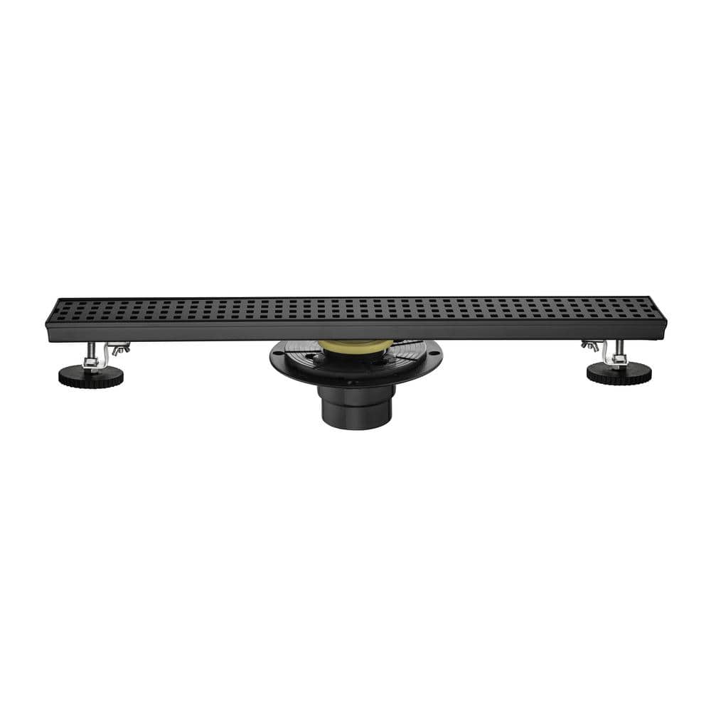  24 In. Square Shower Floor Drain With Flange, Pattern Grate Removable, Food-Grade SUS 304 Stainless Steel