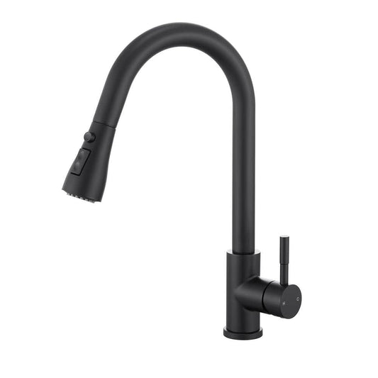  Single Handle Surface-Mounted Pull Out Sprayer Kitchen Faucet Standard Kitchen Faucet In Matte Black