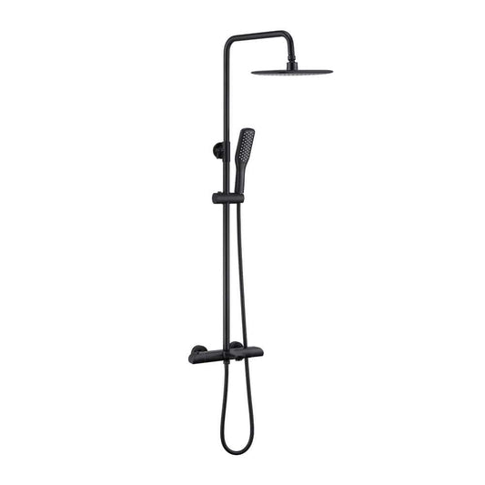  Modern Wall Bar Shower Kit 1-Spray 10 In. Square Rain Shower Head With Hand Shower In Matt Black