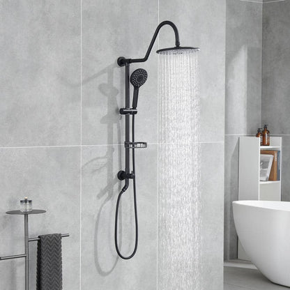  2-Spray Patterns Round Rain Shower Head With Hand Shower In Matte Black
