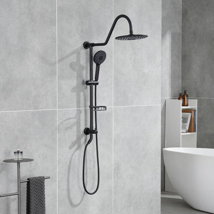  2-Spray Patterns Round Rain Shower Head With Hand Shower In Matte Black
