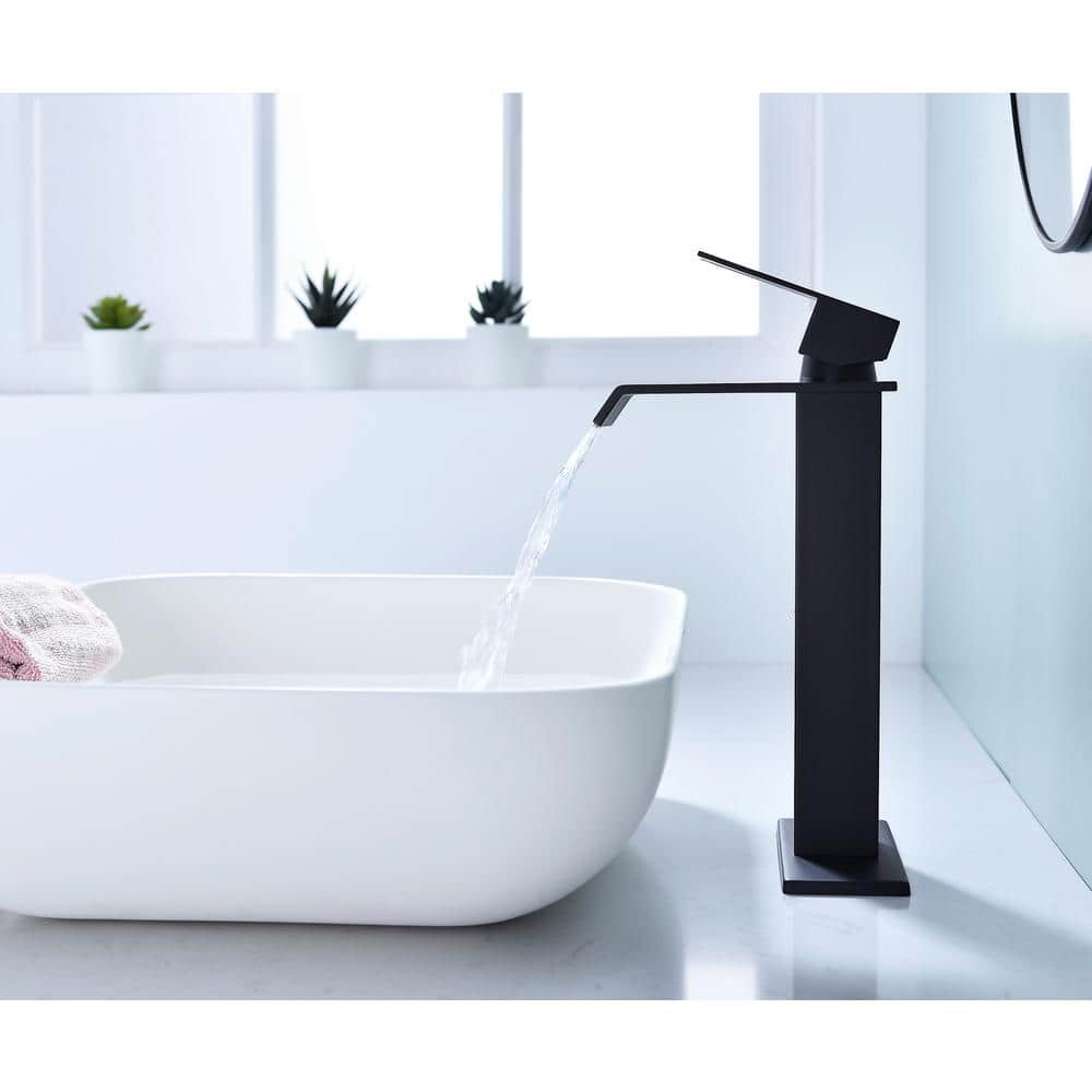  Single Wall Mounted Bathroom Faucet In Matte Black