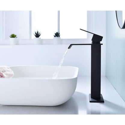 Single Wall Mounted Bathroom Faucet In Matte Black