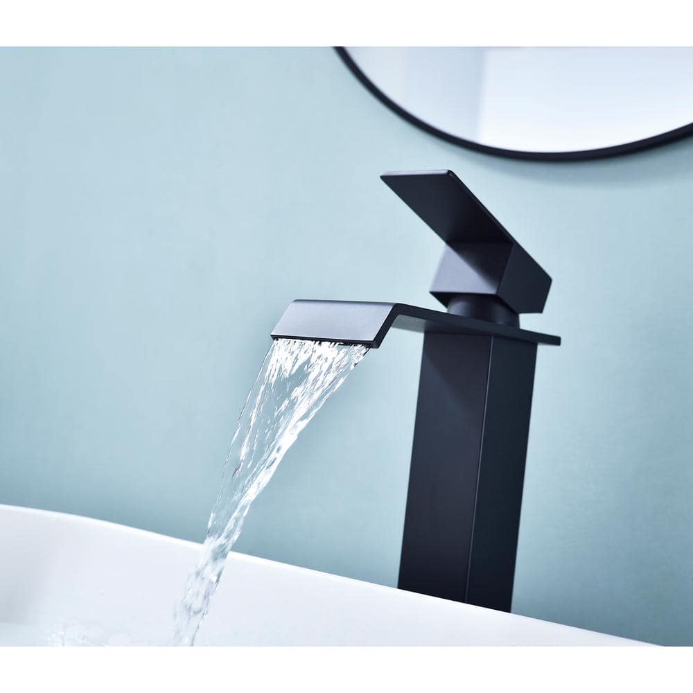  Single Wall Mounted Bathroom Faucet In Matte Black