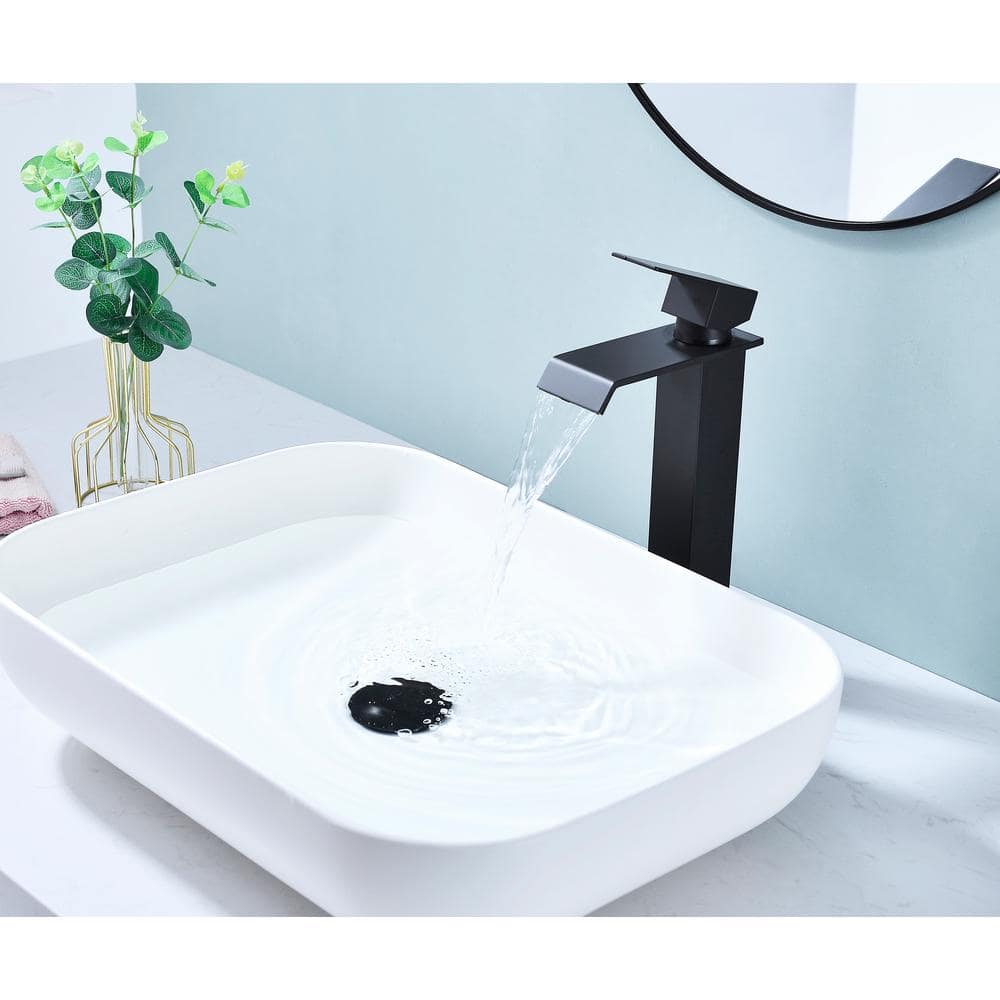 Single Wall Mounted Bathroom Faucet In Matte Black