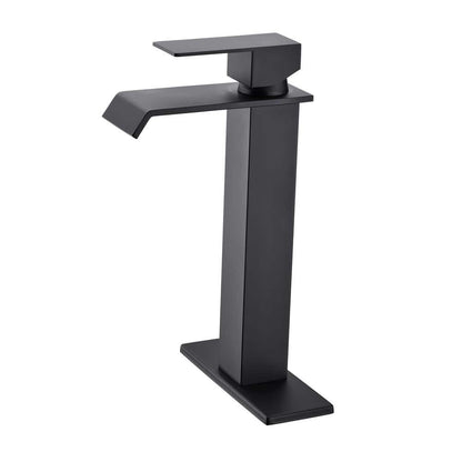  Single Wall Mounted Bathroom Faucet In Matte Black