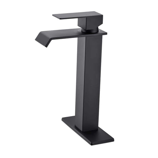  Single Wall Mounted Bathroom Faucet In Matte Black