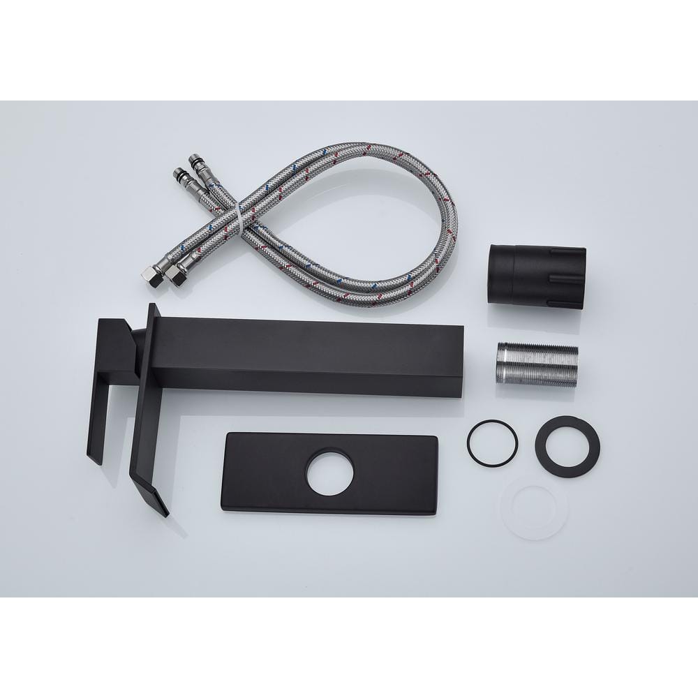  Single Wall Mounted Bathroom Faucet In Matte Black