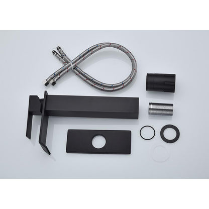  Single Wall Mounted Bathroom Faucet In Matte Black