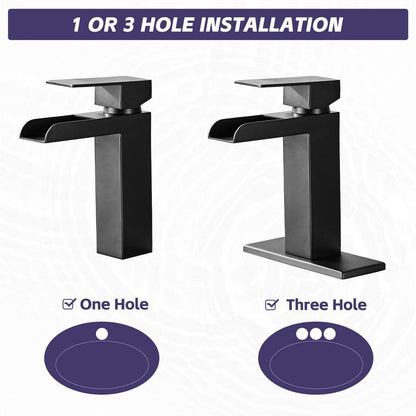  Single Handle Wall Mounted Bathroom Faucet With Deck Plate & Overflow Pop Up Drain In Matte Black