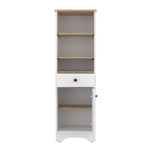  17.30 In. W X 13.80 In. D X 55.70 In. H Particle Board Freestanding Linen Cabinet With Drawer And 2 Shelves In White