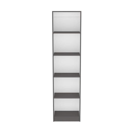  24.70 In. W X 11.70 In. D X 71.10 In. H Multi-Color Pine Wood Freestanding Linen Cabinet W/5-Shelves In Gray / White