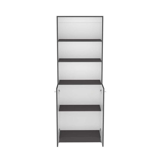  24.72 In. W X 11.77 In. D X 71.10 In. H Multi-Color Wood Freestanding Linen Cabinet W/Upper Shelves In Gray / White