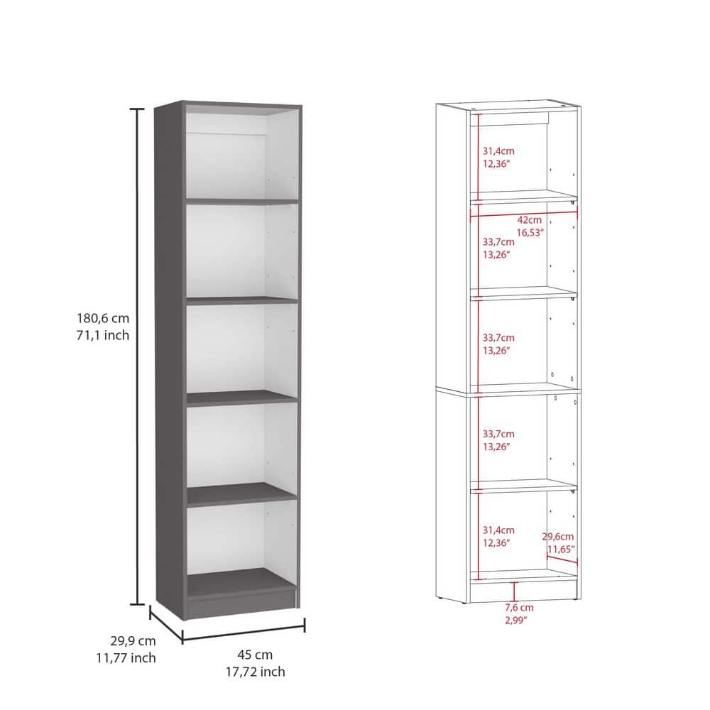  42.40 In. W X 11.70 In. D X 71.10 In. H White Particle Board Freestanding Linen Cabinet With 10 Shelves In Gray / White