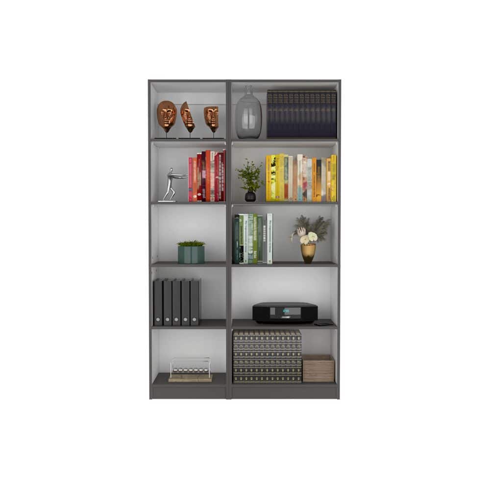  42.40 In. W X 11.70 In. D X 71.10 In. H White Particle Board Freestanding Linen Cabinet With 10 Shelves In Gray / White