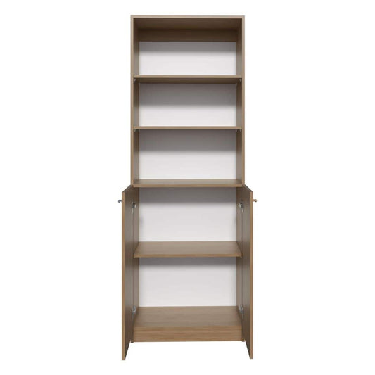  24.72 In. W X 11.77 In. D X 71.10 In. H Natural Wood Freestanding Linen Cabinet With 2-Door In Natural