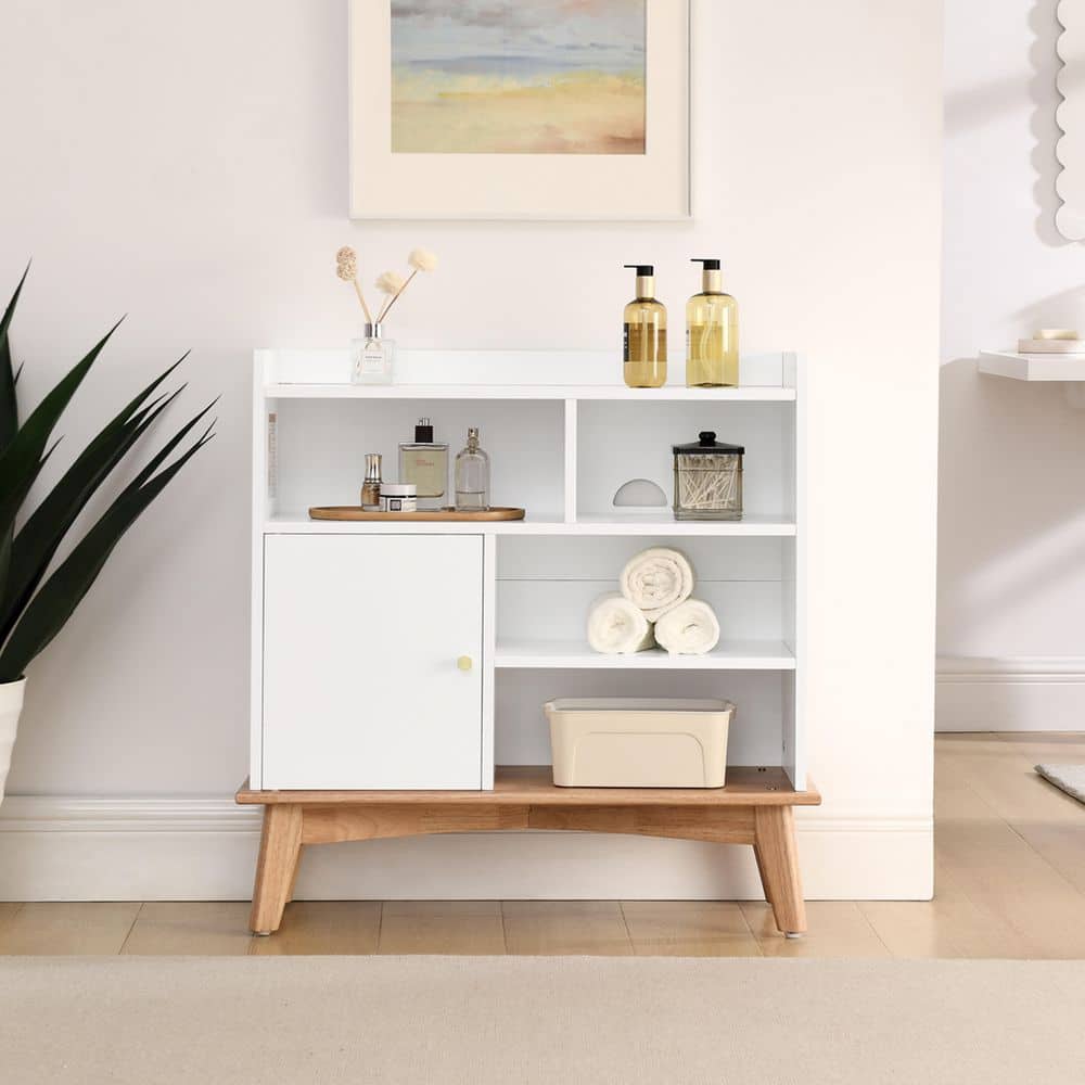  Colorblocking Storage Cabinet: Versatile Solid-Wood-Base Piece For Every Room In White