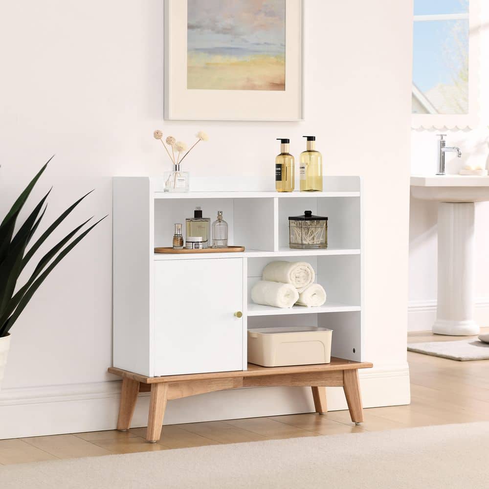  Colorblocking Storage Cabinet: Versatile Solid-Wood-Base Piece For Every Room In White