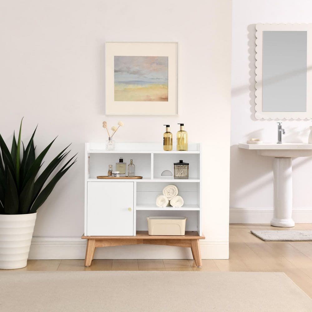  Colorblocking Storage Cabinet: Versatile Solid-Wood-Base Piece For Every Room In White