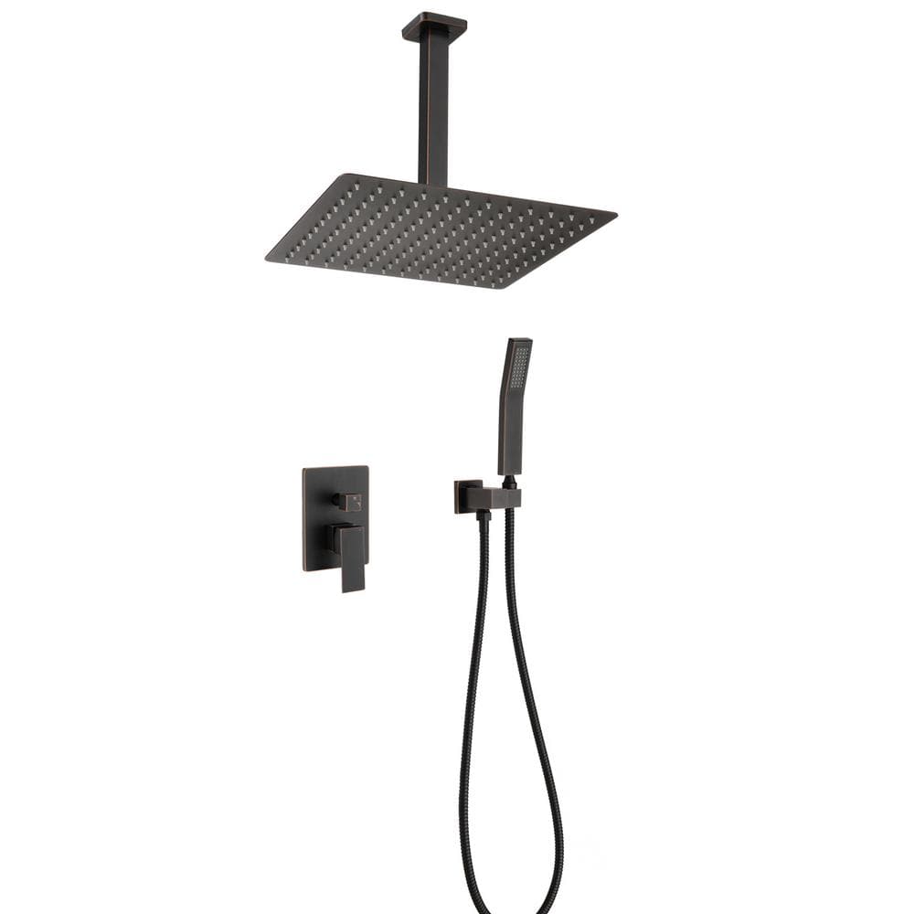  1-Spray Patterns Shower Head With Dual Wall Mount 1.5 GPM In Oil Rubbed Bronze