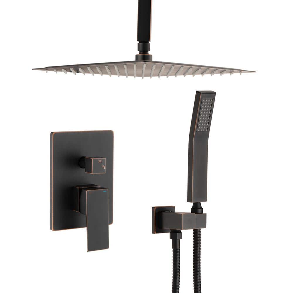 1-Spray Patterns Shower Head With Dual Wall Mount 1.5 GPM In Oil Rubbed Bronze