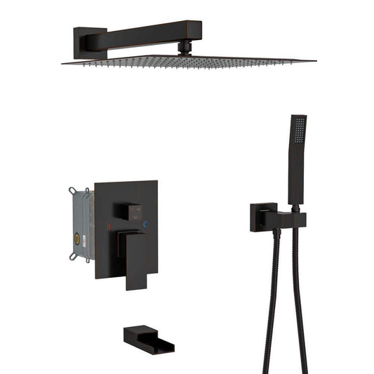  1-spray Dual 12 In. Wall Mount 1.8 GPM Shower Head And Handheld Shower Head In Oil-Rubbed Bronze